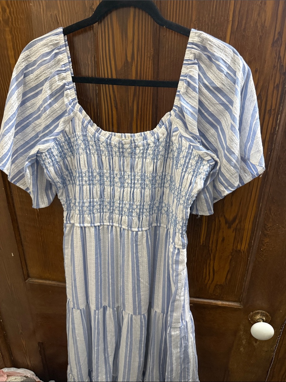 Buckle Blue and White Striped Maxi Dress